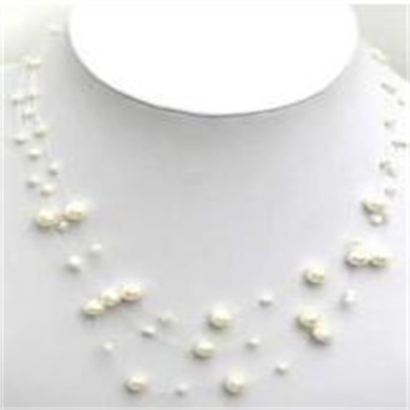 VERKAUF! Neue Design! Schöne! Starriness Weiß Süßwasser Perle Halskette-5120 Großhandel/einzelhandel Kostenloser versand
