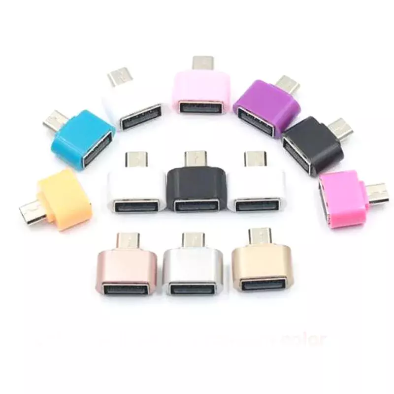 Micro USB para USB OTG adaptador conversor de cabo macho, plástico ou alumínio Shell, Tablet Android, Samsung, HTC, Sony, Xiaomi, 100 Pcs/Lot
