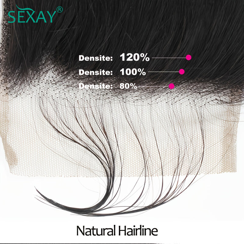 Sexay-Perruque Lace Closure Brésilienne 100% Naturelle, Cheveux de Bébé Transparents, 4x4, Swiss Lace, Partie Centrale Libre, pour Femme Africaine