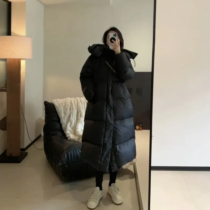 2024 donne piumino cappotto invernale femminile versione di media lunghezza parka sciolto spesso caldo capispalla moda semplicità soprabito con cappuccio