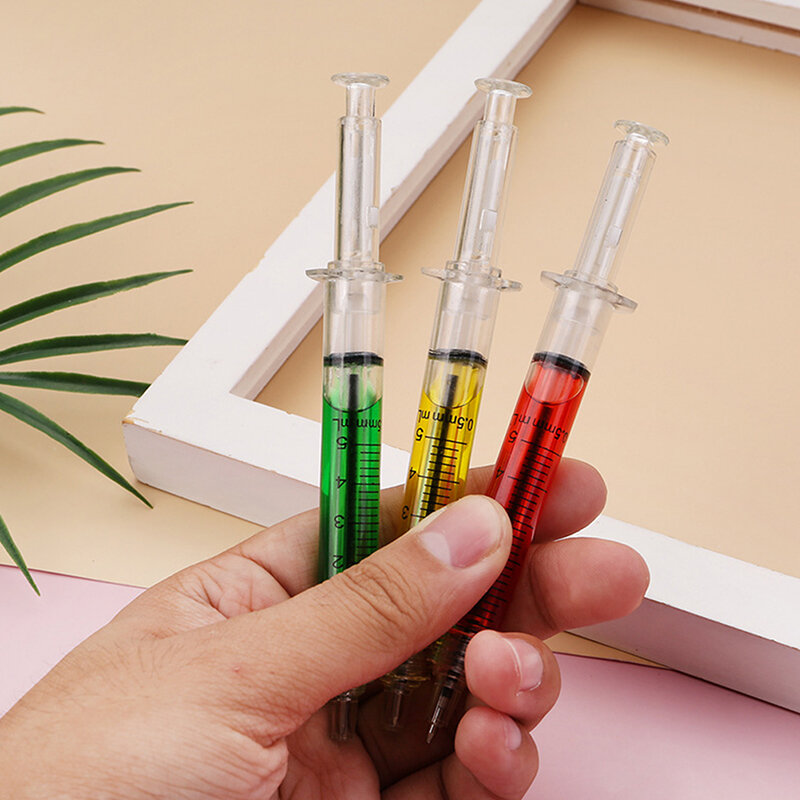 Multi Color Novelty Syringe Needle Shape Ballpoint Creative Styling Needle Pen Office School Stationery Pen Syringe Needle Ballp