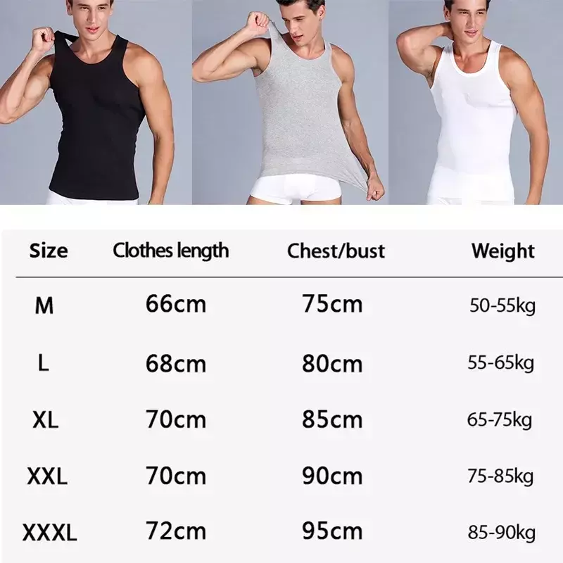 Size Underwear Undershirts Outerwear Black White Elastic Vest Motion Sweatshirt Large Gray Cotton Pure Men's Bodybuilding Male