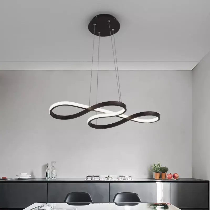 Italian Creative Minimalism Line Aluminum Copper Chandelier Restaurant Kitchen Study Pendant Lamp Modern LED Lighting Home Decor