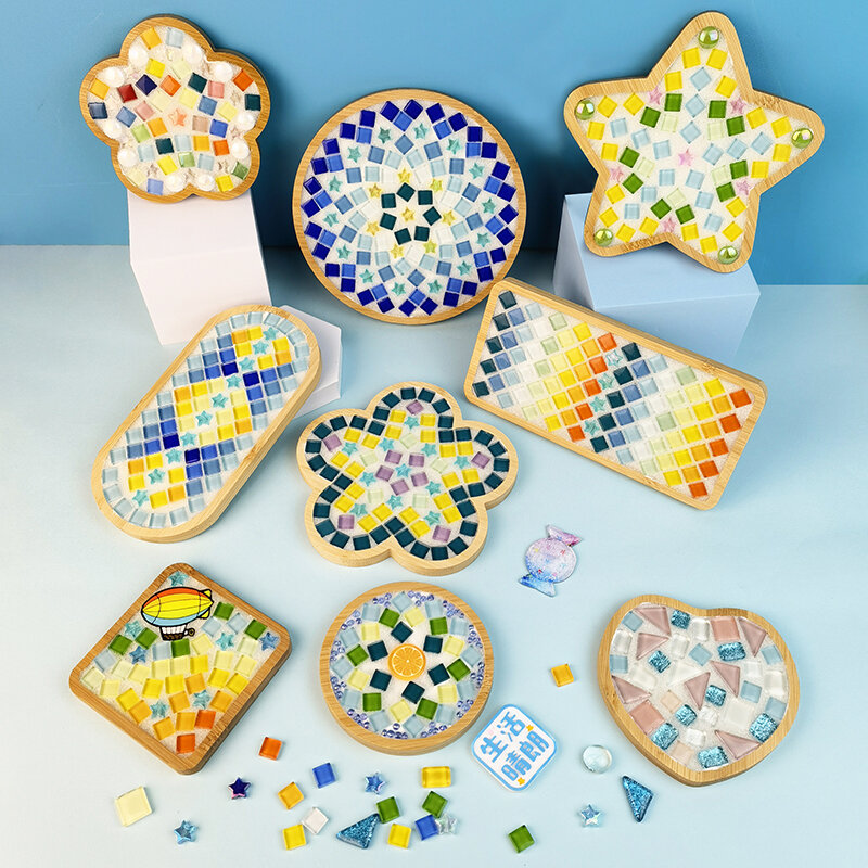 DIY Mosaik Tasse Untersetzer Matte Nut Massivholz Palette Kinder Kinder Erwachsene Kunst handwerk Kunst materialien Boden Tablett Dekoration Handwerk