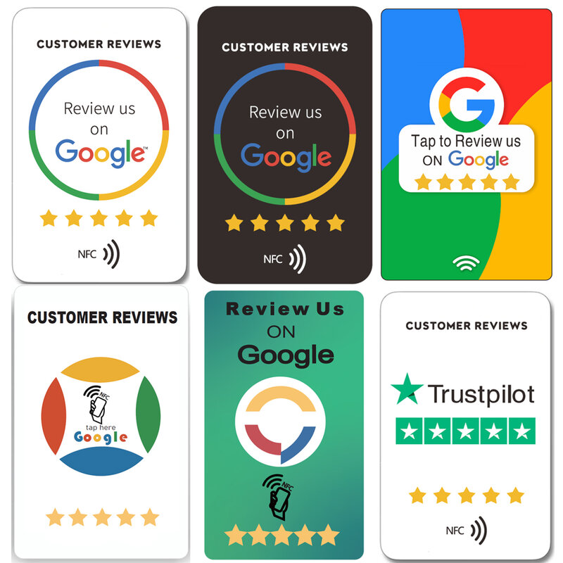 Karty recenzji NFC Tap Karta recenzji klientów Google Zwiększ liczbę 5-gwiazdkowych ocen swojej firmy