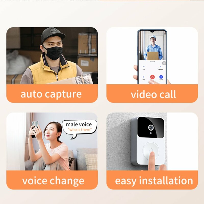 Беспроводная камера безопасности дверной звонок Wi-Fi наружный HD дверной звонок ночное видение видеодомофон голосовое изменение для домашнего монитора дверной телефон