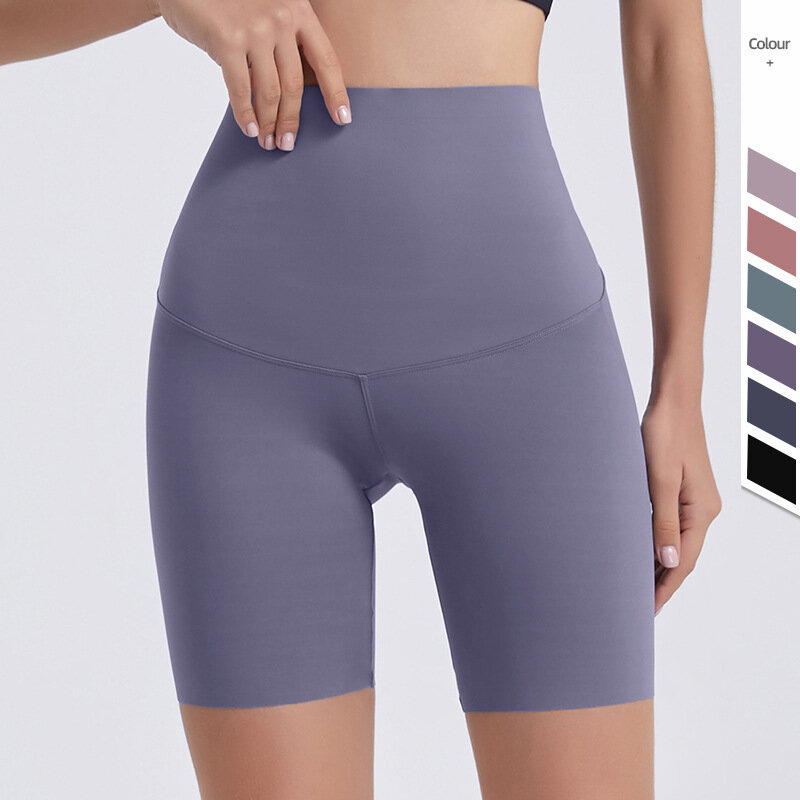 Summer New Casual Yoga Sports Shorts Solid Color High Waist Hip Lift Pants Women's Running Fitness Tight Capris