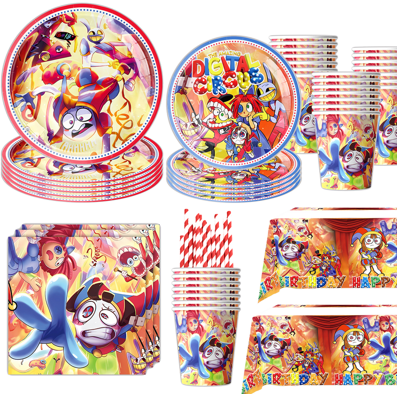 The Amazing Digital Circus Birthday Party Decor Disposable Tableware Paper Plate Banner Baby Shower Kids Pomni Party Supplies