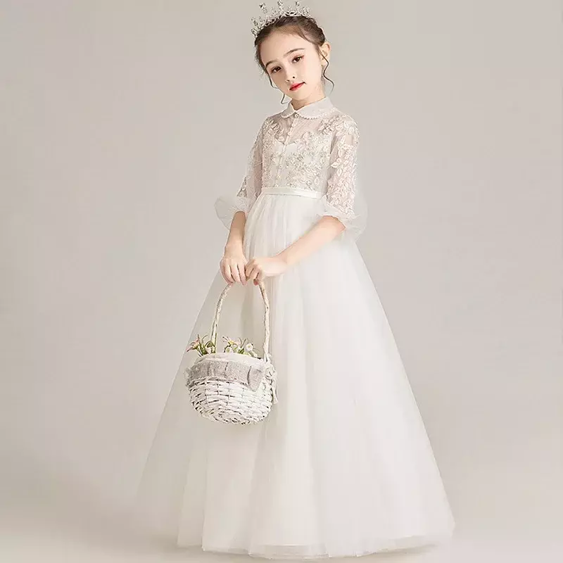 Flower Boy Host Princess Spring Fluffy Gauze Western Evening Girl Birthday Wedding Performance Dress