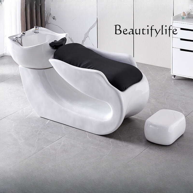 Demi-chaise de shampoing pour salon de coiffure, canapé de massage spécial, affleurant, bassin en céramique, lit de salon