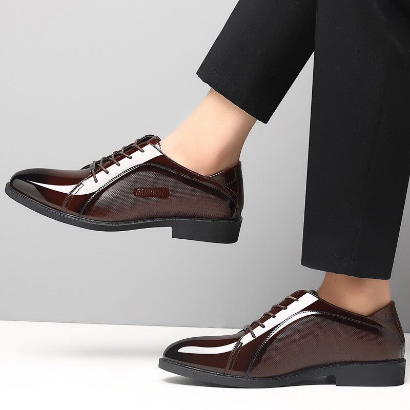 2024 nowo męskie wysokiej jakości lakierowane buty brązowe buty ślubne rozmiar 38-48 czarne skóra miękka męskie