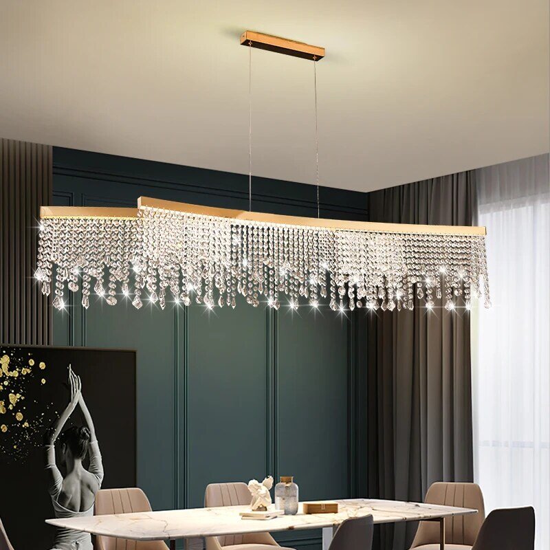 Lámpara colgante de cristal nórdico para sala de estar, accesorio de luz LED dorado para decoración del hogar, sala de estar y comedor