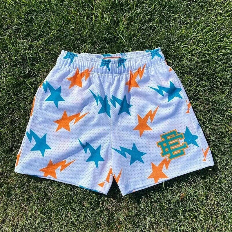Spodenki EE Basic wygodne szorty męskie sportowe sportowe krótkie spodnie z siatką oddychające luźne spodenki modna koszykarska Hip Hop