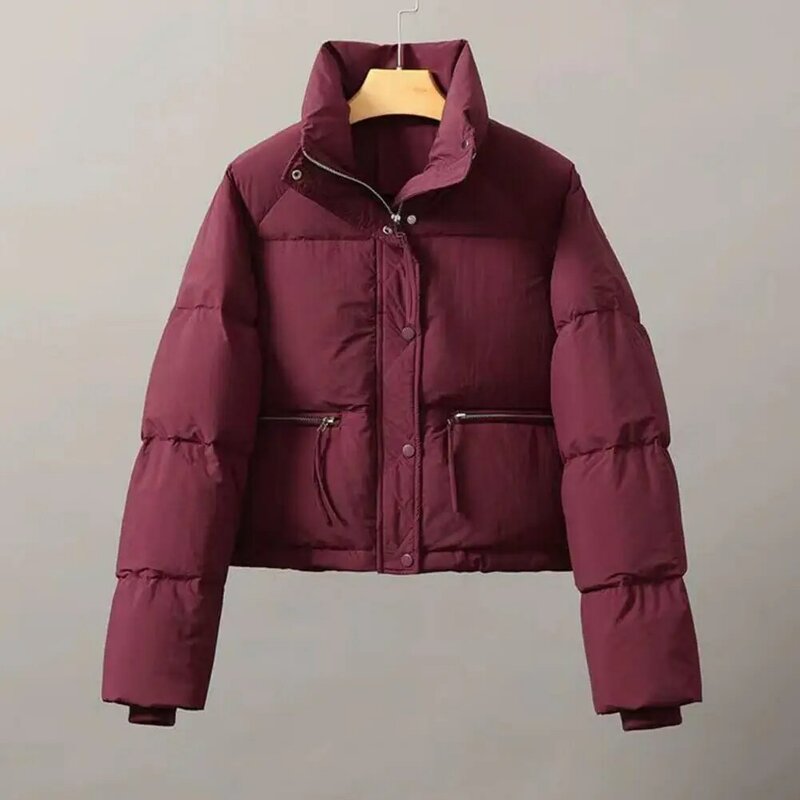 Женская Стеганая куртка с длинным рукавом, утепленная куртка-пуховик с воротником-стойкой, зимние топы, короткое пальто, корейская мода, новинка 2024