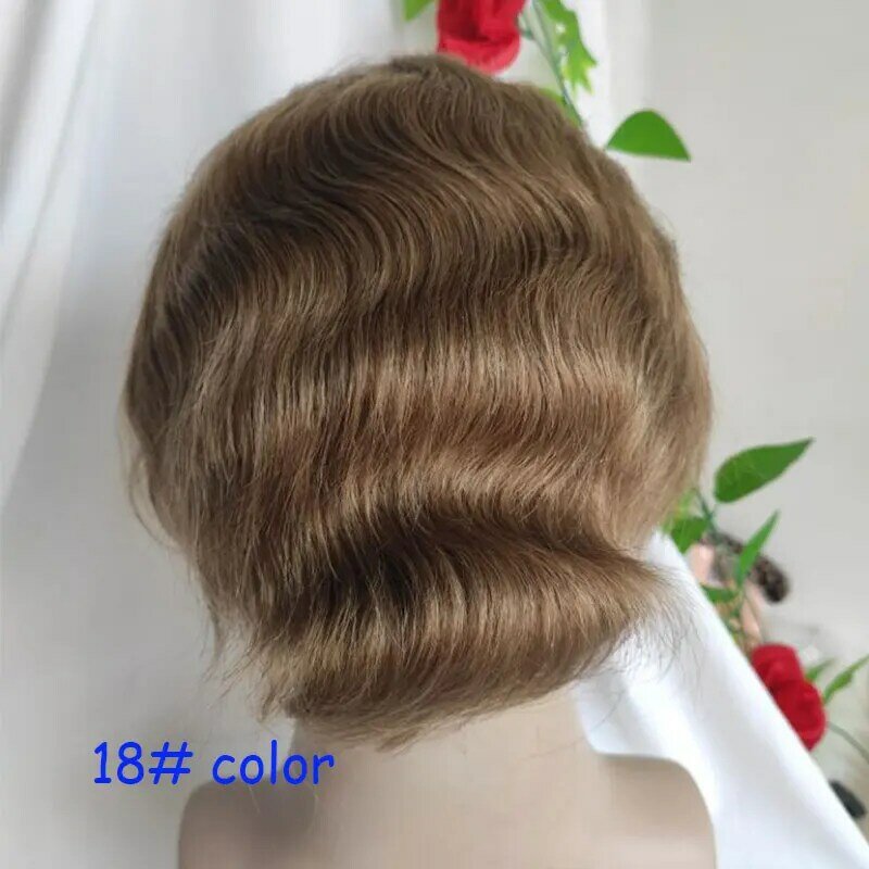 Men's Hairpiece Human Hair Replacement Systems Toupee For Men Thin Skin with Mono Lace Top And The Durable PU Back 8x10inch