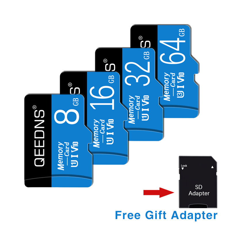 Cartão de Memória com Adaptador para Smartphone, Cartão Mini SD de Alta Velocidade, U3 Micro TF, Classe 10, 64 GB, 32GB, 16GB, 8GB, 128GB, 256GB, 512GB