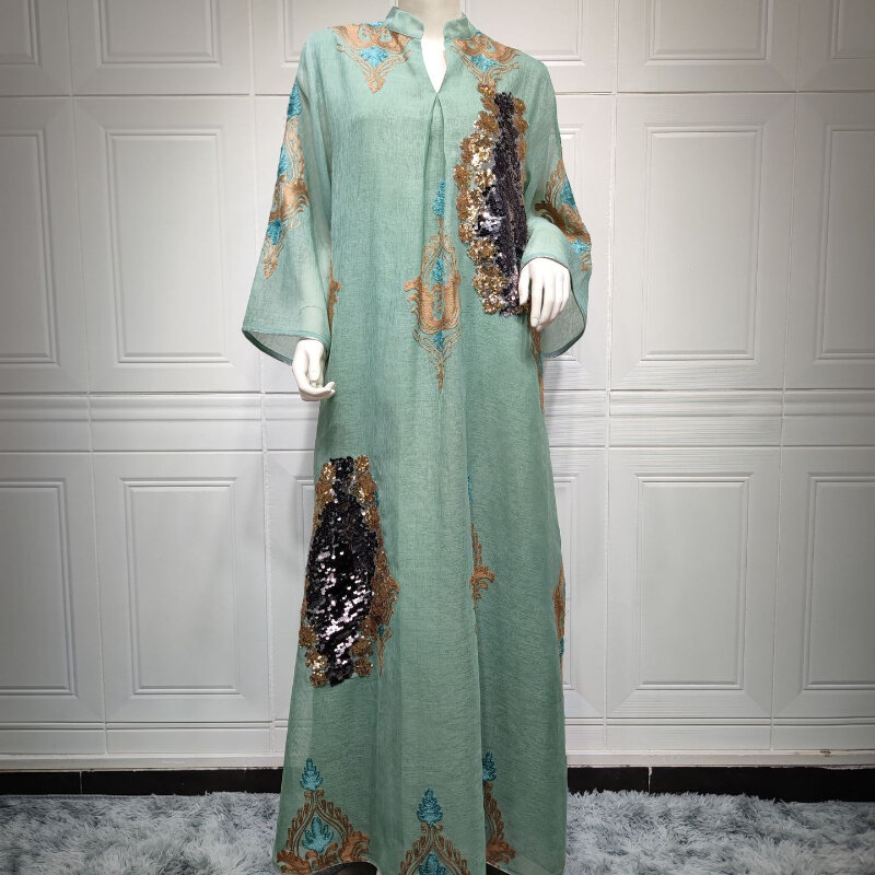 Vestido Abayat de muslman para mujer, vestido de noche de rayón con cuentas, falda para Oriente Medio, Europa y América, 2023