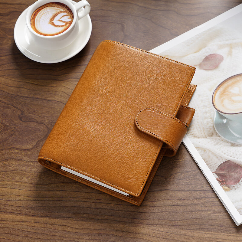 Moterm Full Grain Veg Tan Leather Personal Size Luxe 2.0 Rings Planner Notebook with 30MM Rings Agenda Organizer Diary Journal