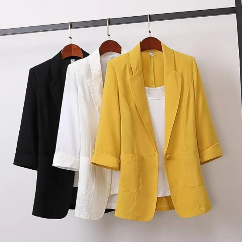 Simple Suits Coat Suit Solid Color Women Solid Color Long Sleeve Blazer  Women Blazer Slim