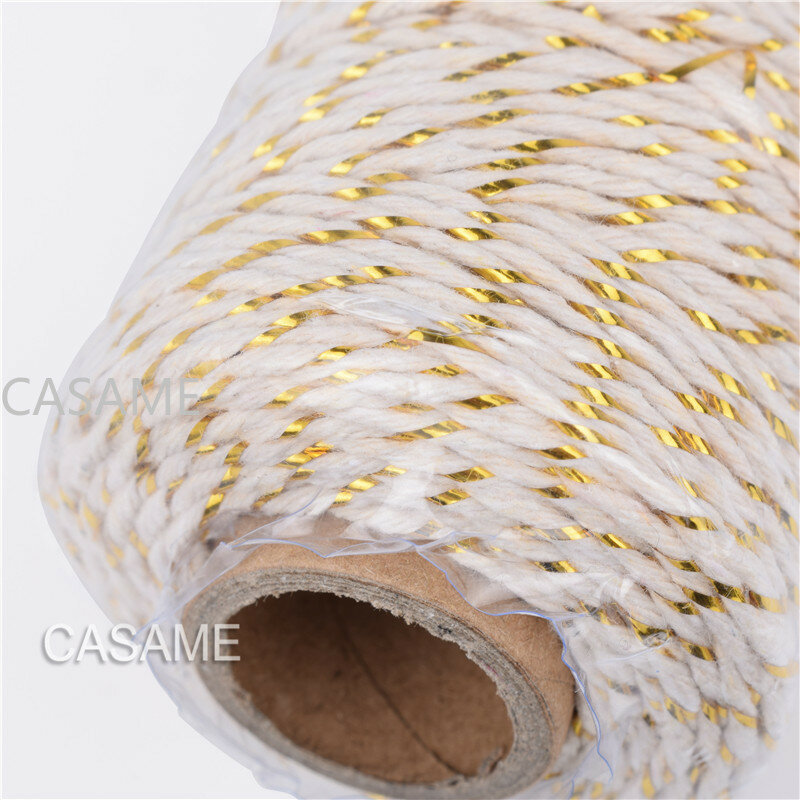 Cordón de hilo trenzado para decoración del hogar, cuerda de macramé de algodón, color Beige, hecho a mano