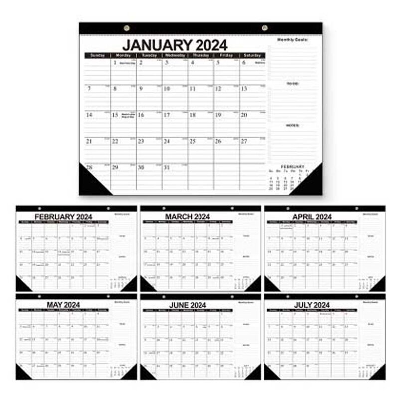 Tygodniowy harmonogram 2024 kalendarz ścienny materiały biurowe terminarz artykuły biurowe 18 miesięcy dekoracji domu