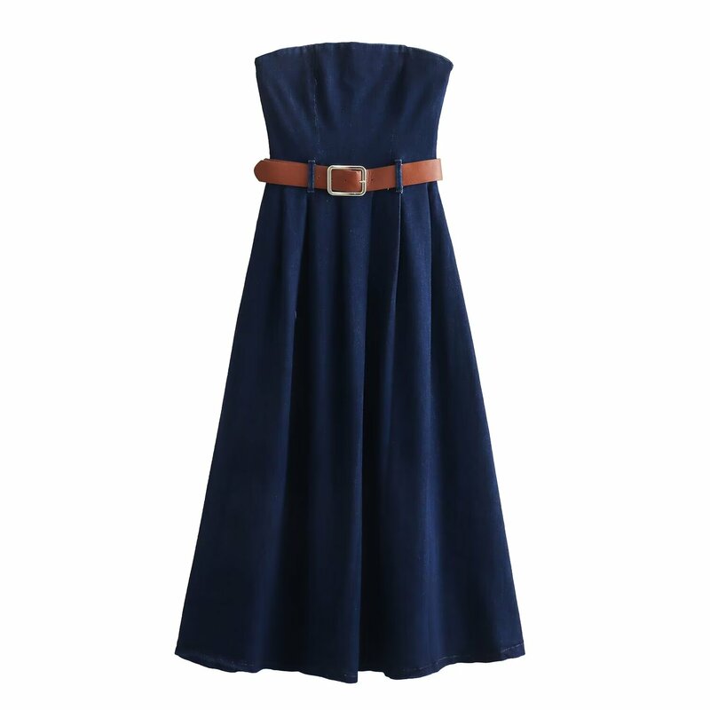 Женское джинсовое платье-футляр средней длины, с открытой спиной и боковой молнией