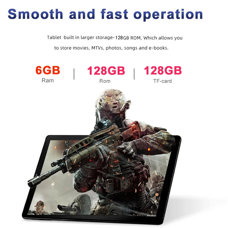 PUBG Games Terbaru Mendukung 5G WIFI 1920*1200 2.5K IPS Deca Core Tablet 6 + 128GB Netflix 10 Inci Планшет Планшеты Tablette Android