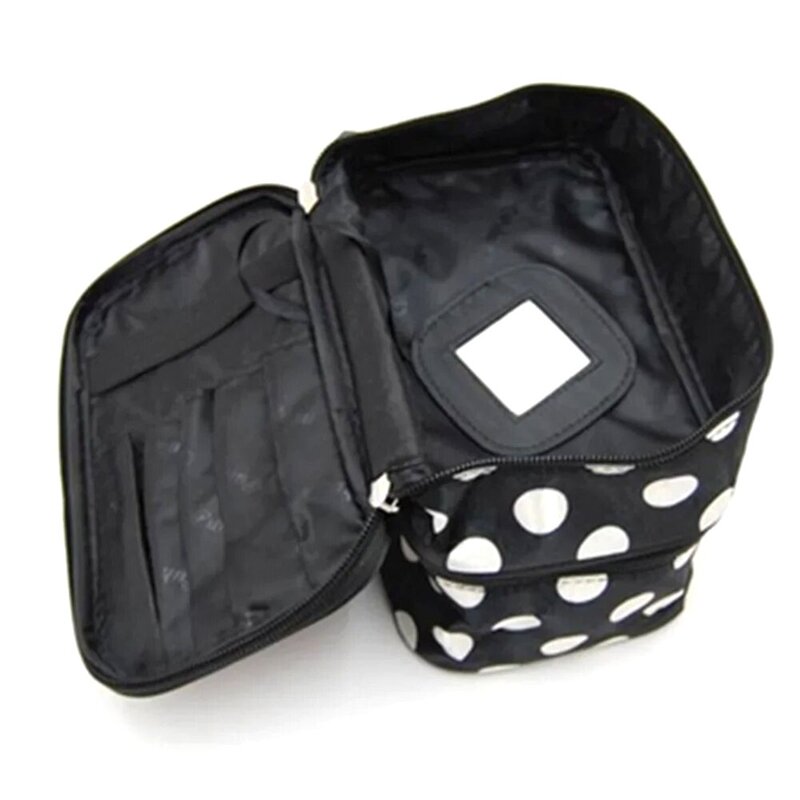 Double Layer Zipper Cosmetic Bag para mulheres, Sacos de maquiagem portáteis, Organizador de viagens, grande capacidade