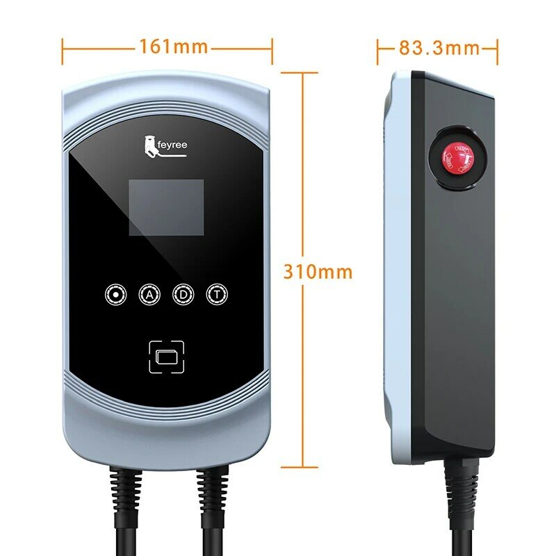 feyree EV Charger Type1 Cable j1772 Socket 32A 40A 50A Single Phase EVSE Wallbox Charging Station APP Control for Electric Car