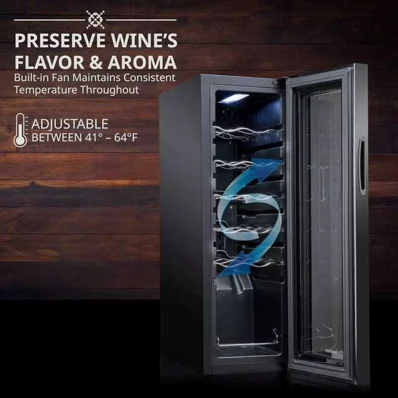 Ivation-compresor de 12 botellas, refrigerador de vino con cerradura, nevera de gran capacidad independiente, temperatura Digital 41f-64f