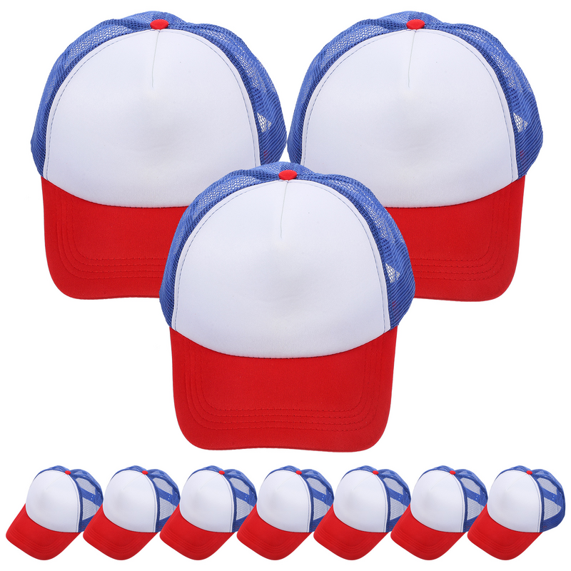 Boné de beisebol sublimado para homens e mulheres, chapéu do motorista, esponja, sublimação em branco, 10 pcs