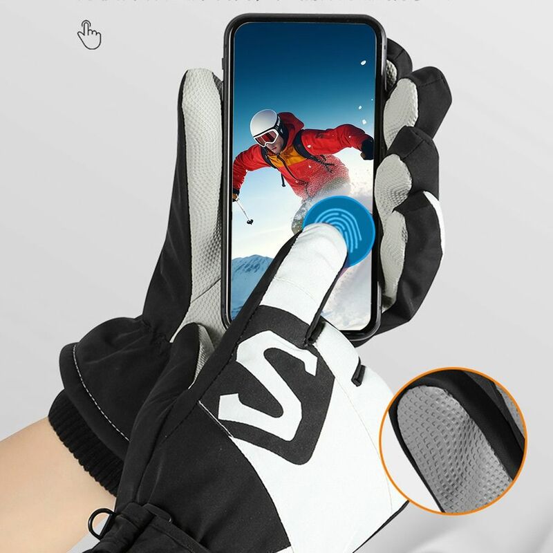 Antypoślizgowe zimowe rękawice modne wodoodporne zagęszczone rękawice narciarskie odporne na zimno utrzymać ciepło z ekranem dotykowym rękawice sportowe na świeżym powietrzu