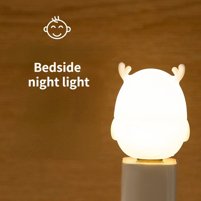 LED Small Deer Lightbedroom Bedside Night Light Portable Emergency Light Eye Protection USB Energy-saving Atmosphere Night Light