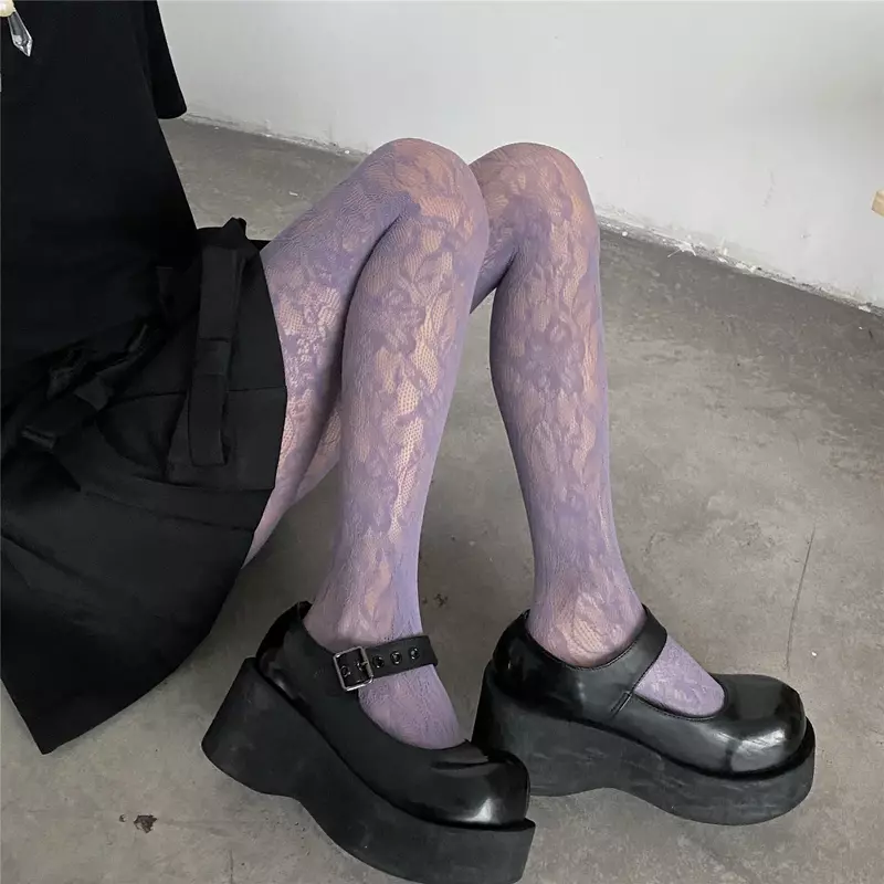 Doce bonito meninas verão collants estilo punk coxa meias altas meias meias sexy malha fishnet pantyhose colorido oco para fora meia