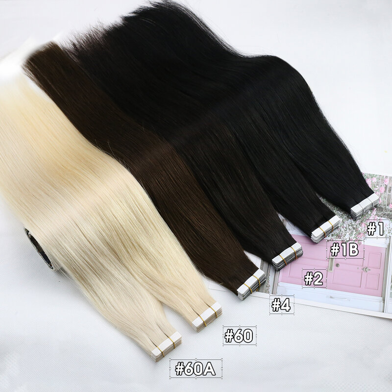 Ugeat Tape in Human Hair Extensinos for Women Solid color Tape in Hair Extensinos Human Hair for Long Size 26-28inch 20P/40P