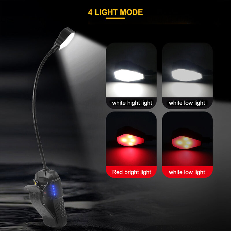 Asafee-多機能誘導LEDランプ,防水作業灯,充電式,白と赤,オフィスや釣りに最適