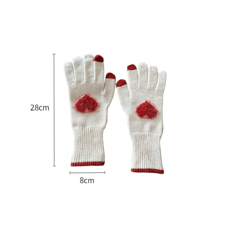 Зимние шерстяные перчатки для сенсорного экрана, 1 пара, милые плюшевые теплые перчатки для верховой езды, женские, детские модные вязаные пушистые Зимние перчатки для работы