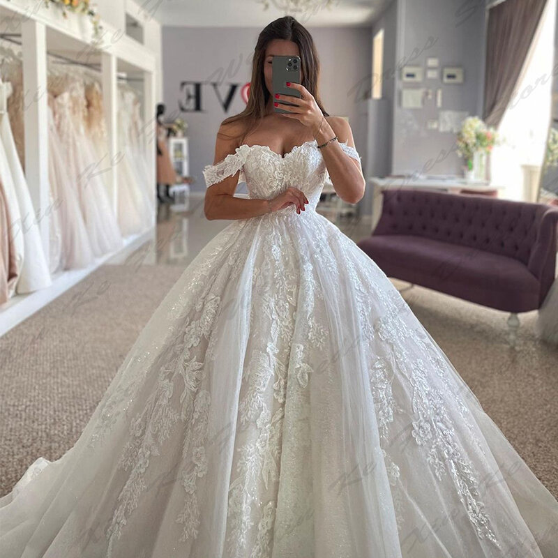 Sexy Backless Mermaid Wedding Dresses Exquisite Lace Appliques Elegant A-line Long Fluffy Princess Style Mopping Bridal Gowns