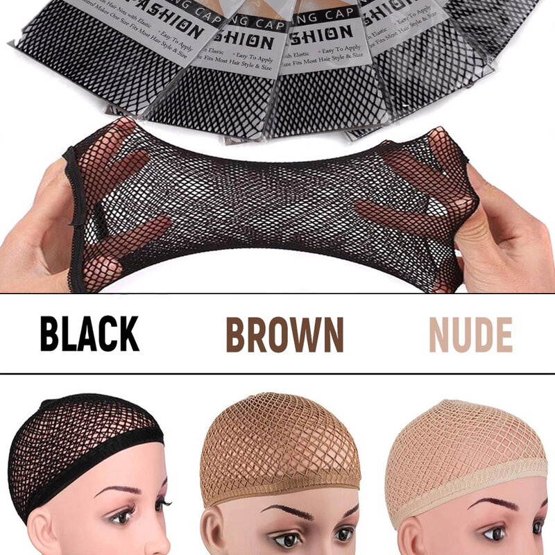 Bonnet de perruque en Nylon de bonne qualité, 1 pièce, filet pour cheveux élastique, maille tissée brune, nouvelle mode pour femmes
