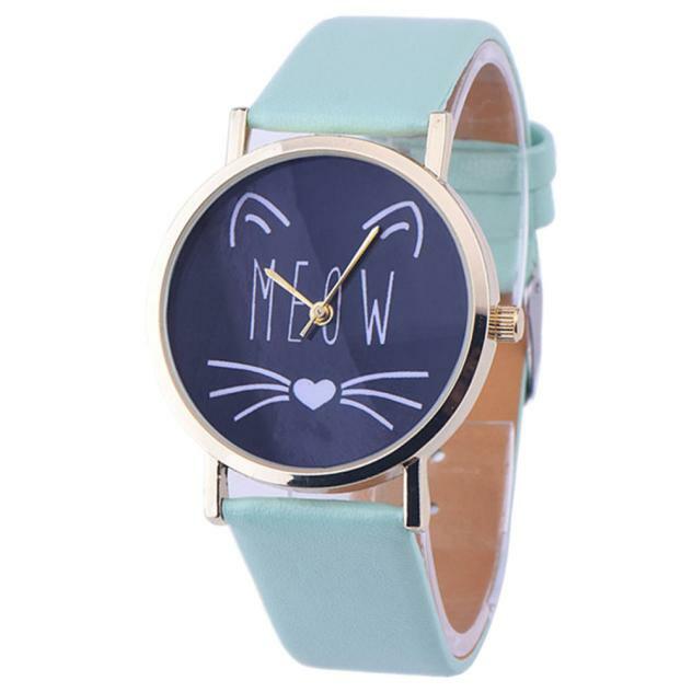 Jam tangan kuarsa Analog tali kulit pola kucing jam tangan kuarsa aksesori untuk mujer jam tangan Quartz modis reloj mujer elegante