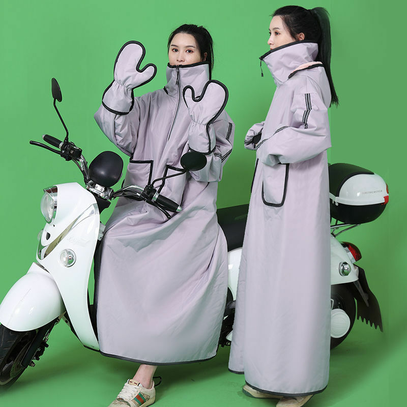 Veicolo elettrico parabrezza addensato peluche isolamento impermeabile resistente al freddo ciclismo giacca a vento moto giacca invernale