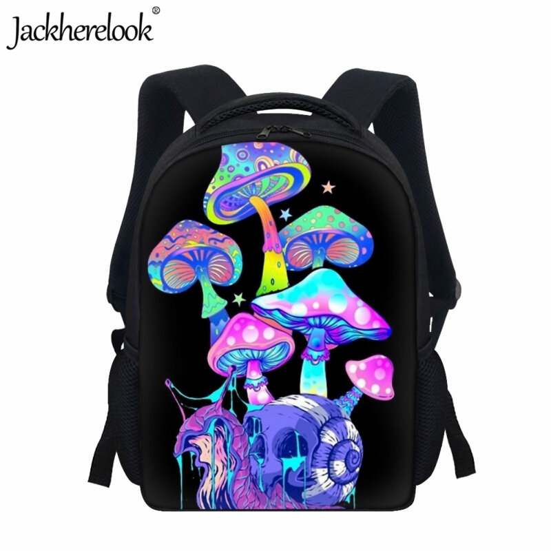 Jackherelook Art Mushroom Plant School Bag Children's Fashion New 3D Printing Backpack Casual Trend Pupils Kids Bookbags Gift