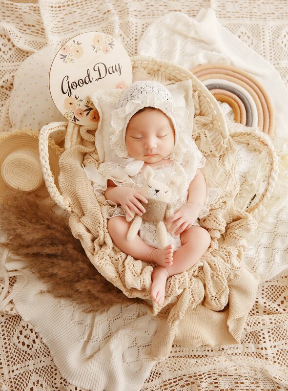 Lace Posing Fabric Newborn Backdrop Baby Photography Props Lace Baby Blanket Beanbag Backdrop for Photoshoot Newborn Accessories