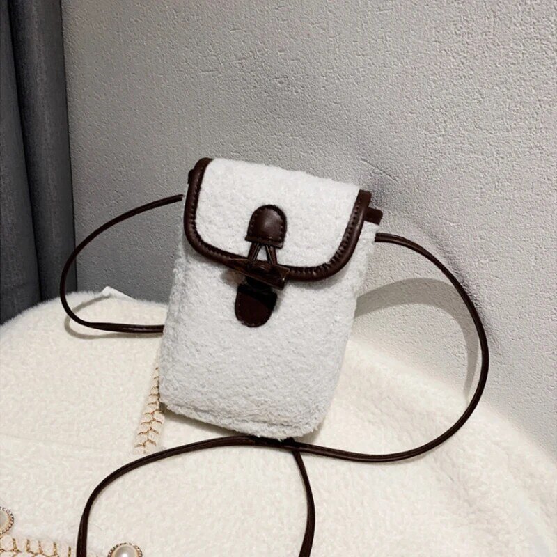 Luksusowa torba kobieta 2023 zimowa nowa jagnięca pluszowa etui na telefony kobieca luksusowy projektant torebka na ramię portfel dziewczęce zaawansowane małe torby