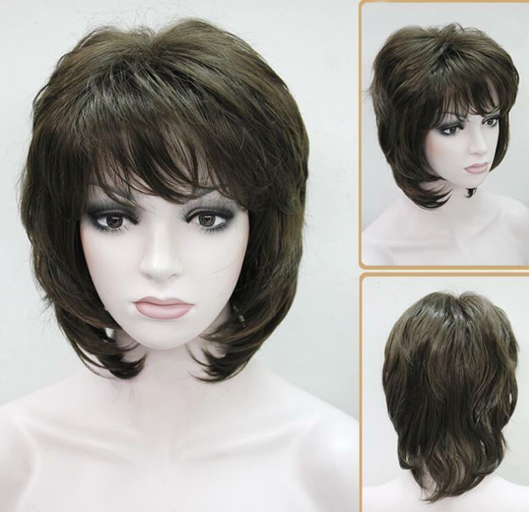 Peruca encaracolada marrom claro curto para mulheres, perucas diárias do cabelo das senhoras