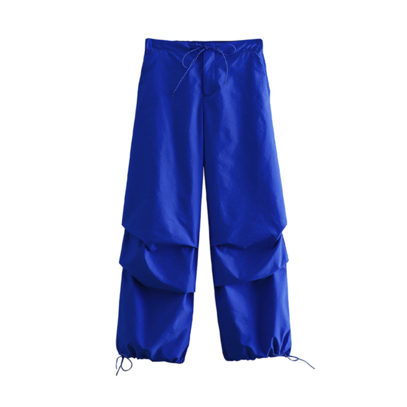 Pantalones Cargo de cintura alta elástica para mujer, moda Vintage de paracaídas, pantalones de chándal de corte femenino, pantalones de pierna ancha