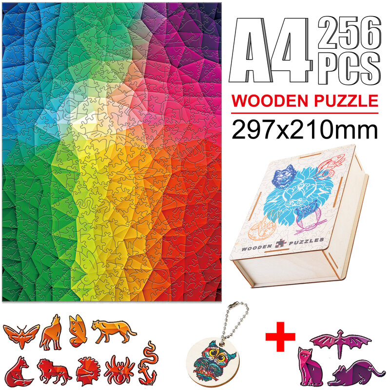 Puzzle en bois coloré pour enfants et adultes, paysage unique populaire, jouets de décompression familiale, forme élégante, bricolage, Montessori