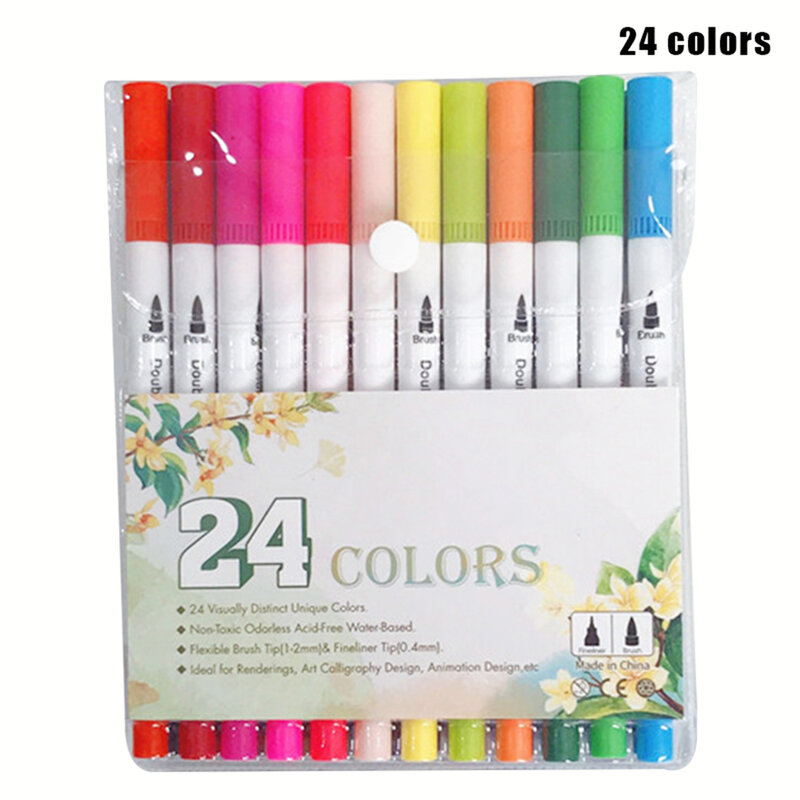 Double Ended Highlighter Set Assorted Ink Colors Permanent Pens for Sketching Drawing or Lettering