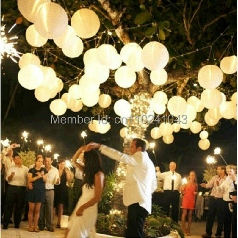 10Pcs 12 "(30Cm) putih Bulat Kertas Lentera Lampu Pesta Pernikahan Hadiah Kerajinan DIY Lampion WHanging Lampion Bola Perlengkapan Pesta