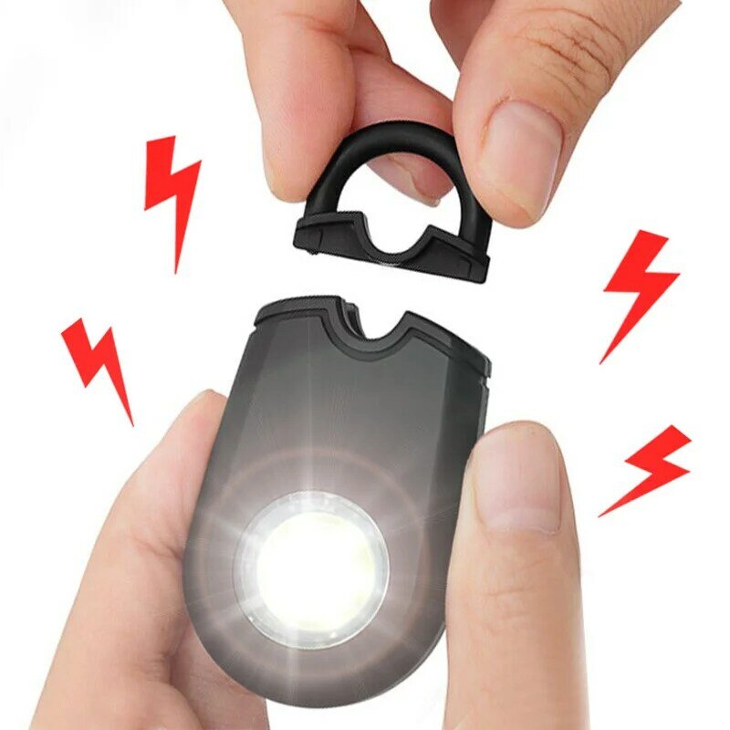 Kobiece urządzenie ratownicze 130dB bezpieczny dźwięk przeciw rabunkowym alarmowi LED lampa zewnętrzna Alarm osobisty wspinaczkowa przenośna